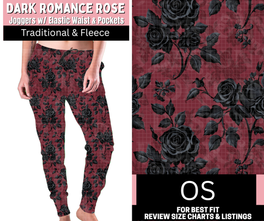Dark Romance Rose Joggers Choose Fleece or Traditional