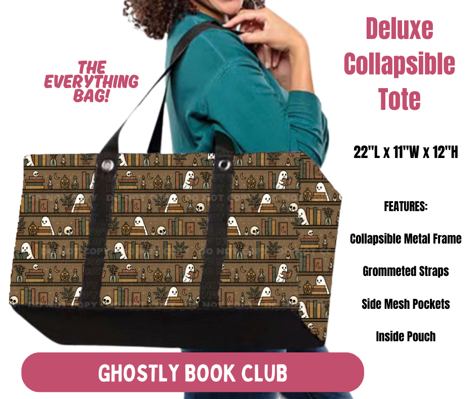 Preorder! Closes 10/8. ETA Jan. Ghostly Book Club Collapsible Tote