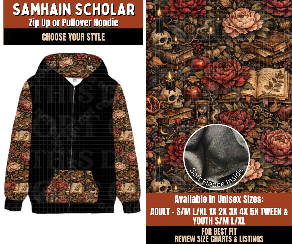 Preorder! Closes 7/20. ETA Oct. Samhain Scholar Zip-Up or Pullover Hoodie