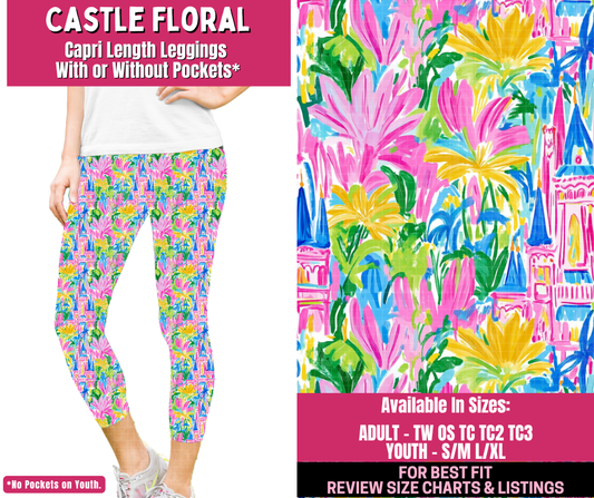 Preorder! Closes 12/31. ETA March. Castle Floral Full Length Capri Length Leggings w/wo Pockets