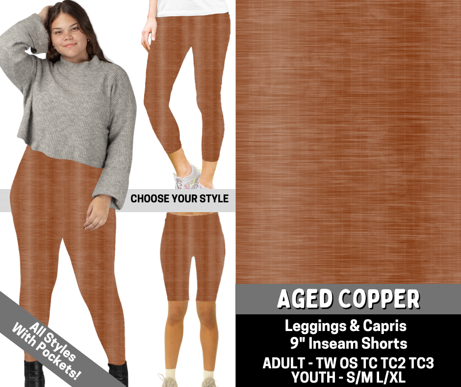Preorder! Closes 6/15. ETA Sept. Aged Copper Combo Legging Lengths