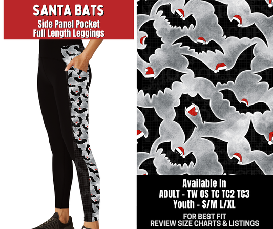Preorder! Closes 8/31. ETA Dec. Santa Bats Side Panel Pocket Full Length Leggings
