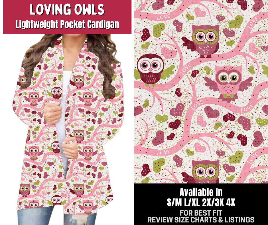 Preorder! Closes 10/14. ETA Jan. Loving Owls Pocket Cardigan