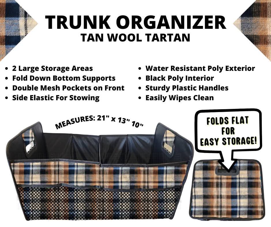 Tan Wool Tartan Trunk Organizer