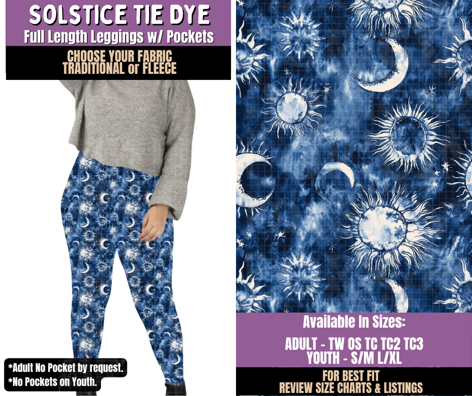 Preorder! Closes 9/23. ETA Dec. Solstice Tie Dye Leggings Choose Fleece or Traditional