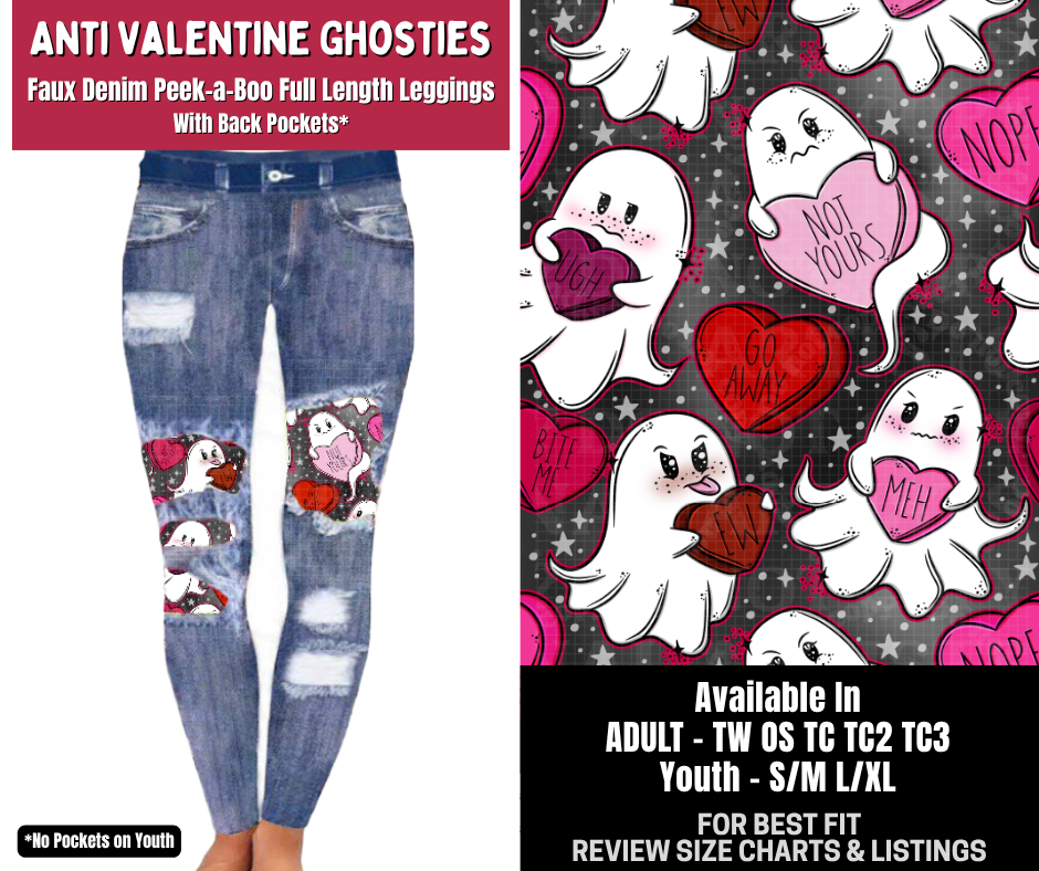 Preorder! Closes 10/14. ETA Jan. Anti Valentine Ghosties Full Length Faux Denim Peekaboo