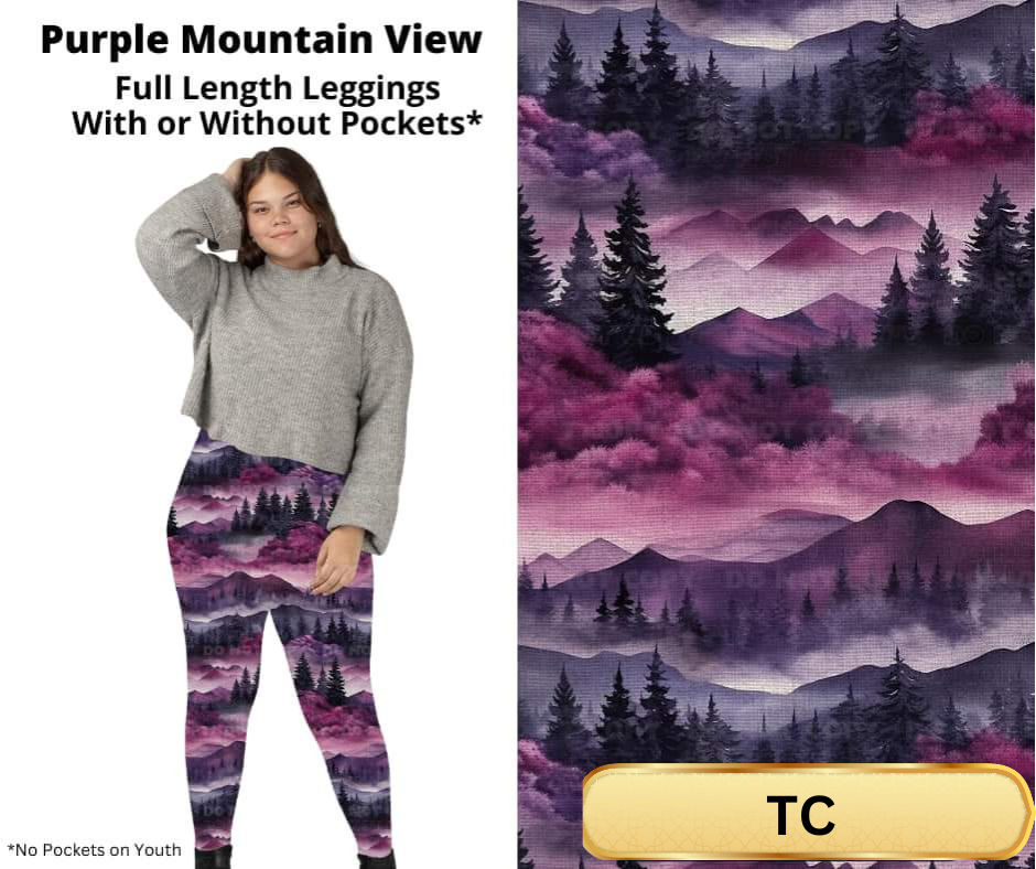 Purple Mountain View Full Length Leggings w/ Pockets