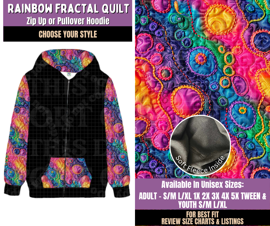 Preorder! Closes 9/23. ETA Dec. Rainbow Fractal Quilt or Pullover Hoodie