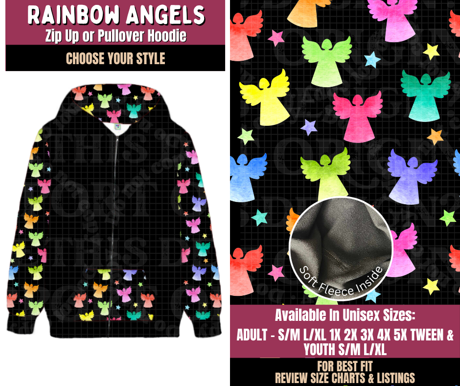 Preorder! Closes 8/27. ETA Nov. Rainbow Angels Zip-Up or Pullover Hoodie