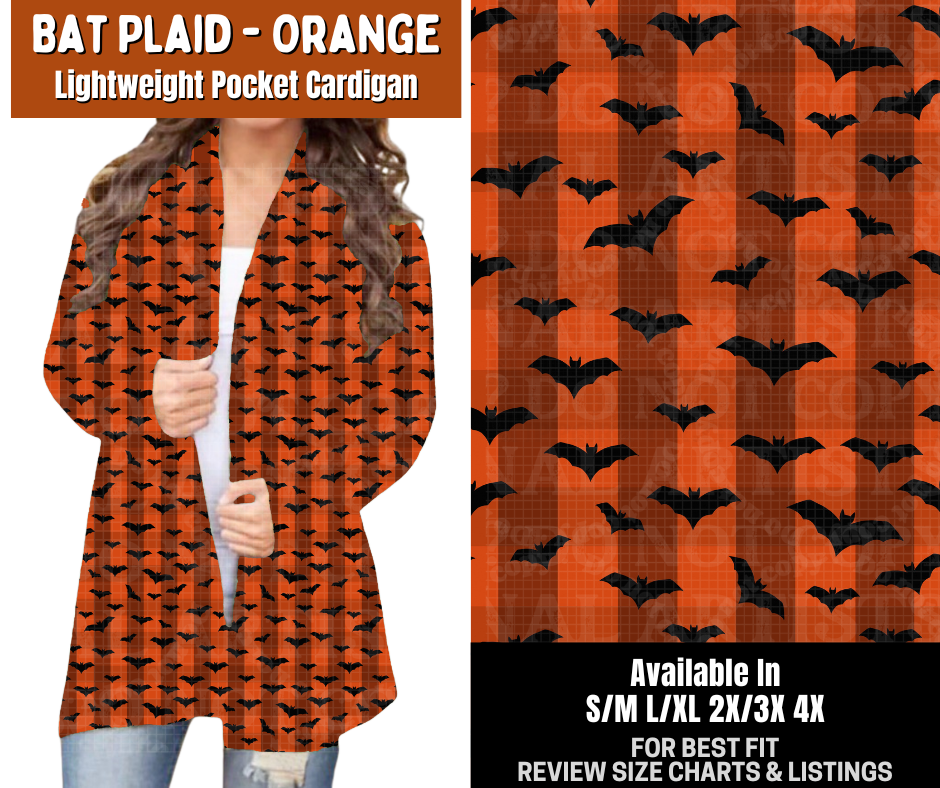 Preorder! Closes 7/13. ETA Oct. Bat Plaid - Orange Cardigan