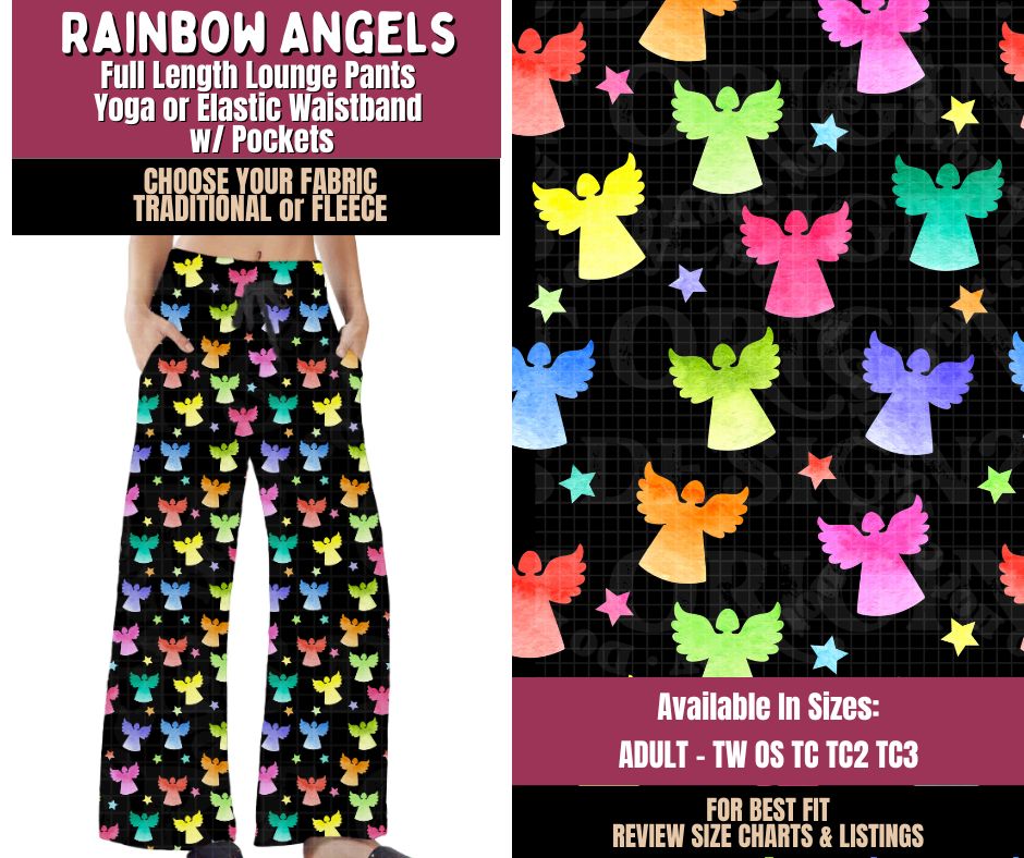Preorder! Closes 8/27. ETA Nov. Rainbow Angels Lounge Pants Choose Fleece or Traditional