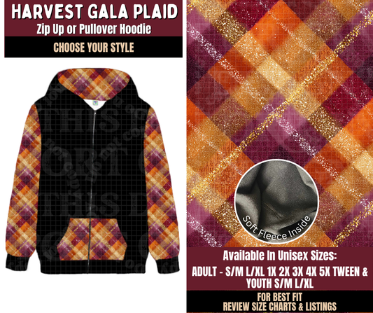 Preorder! Closes 7/22. ETA Oct. Harvest Gala Plaid Zip-Up or Pullover Hoodie