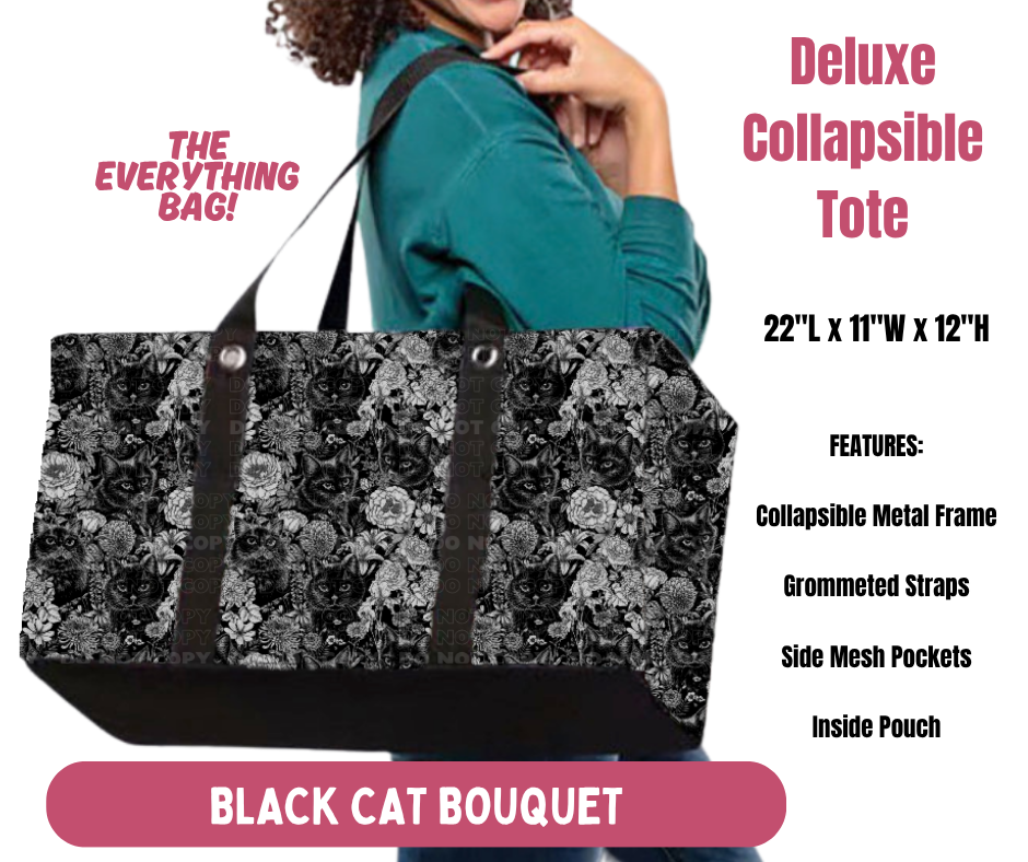 Preorder! Closes 10/8. ETA Jan. Black Cat Bouquet Collapsible Tote