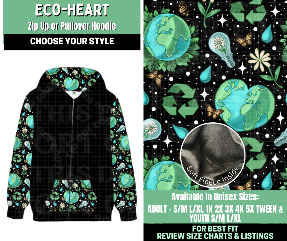 Preorder! Closes 1/7. ETA March. Eco-Heart Zip-Up or Pullover Hoodie