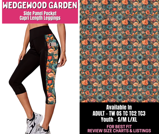 Preorder! Closes 1/1. ETA March. Wedgewood Garden Side Panel Pocket Capri Length Leggings