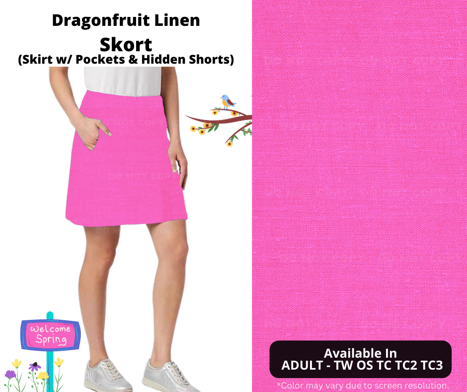 Preorder! Closes 1/15. ETA April. Dragonfruit Linen Skort