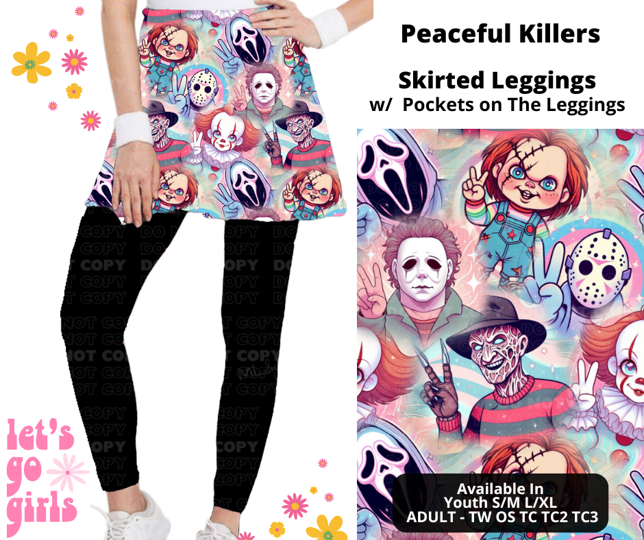 Preorder! Closes 12/16. ETA Feb. Peaceful Killers Skirted Full Length Leggings w/ Pockets