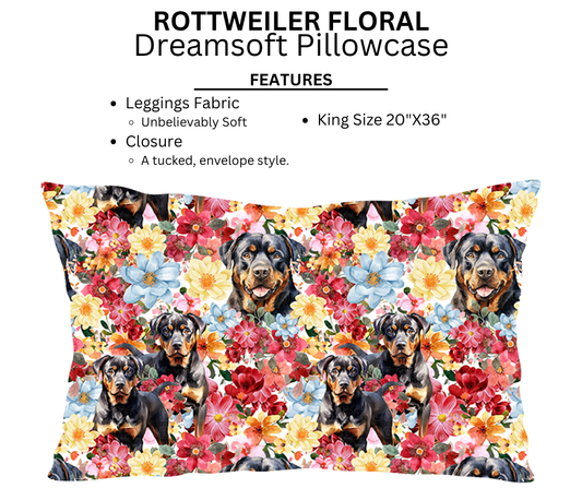 Rottweiler Floral Dreamsoft Pillowcases
