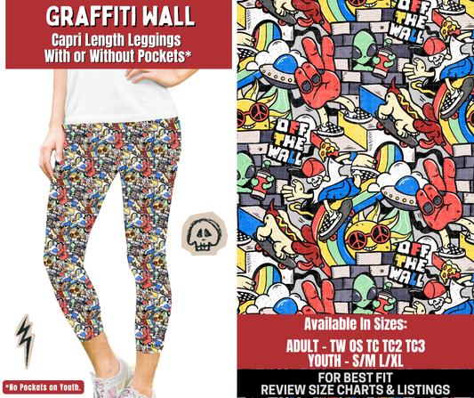 Preorder! Closes 12/22. ETA March. Graffiti Wall Capri Length Leggings w/wo Pockets