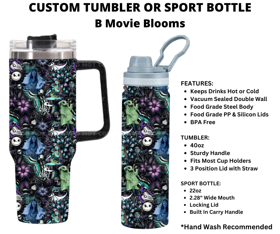 B Movie Blooms Custom Sport Bottle