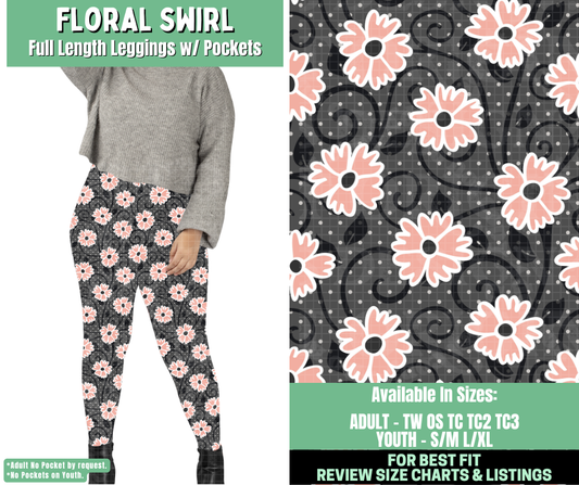 Preorder! Closes 1/7. ETA March. Floral Swirl Full Length Leggings w/wo Pockets