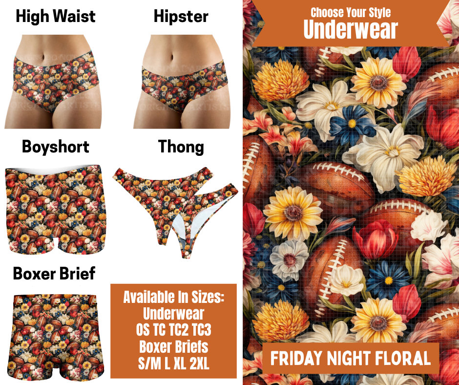 Preorder! Closes 7/30. ETA Oct. Friday Night Football Hipster, High Waist, Boyshort, & Thong Underwear & Boxer Briefs
