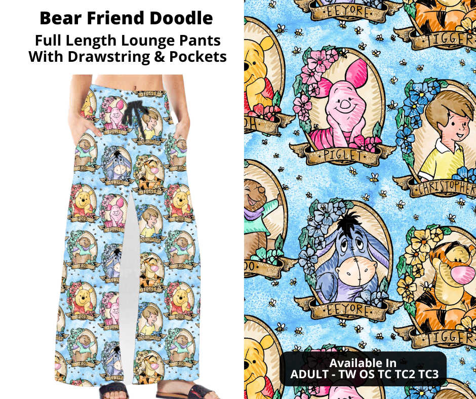 Preorder! Closes 12/2. ETA Feb. Bear Friend Doodle Full Length Lounge Pants