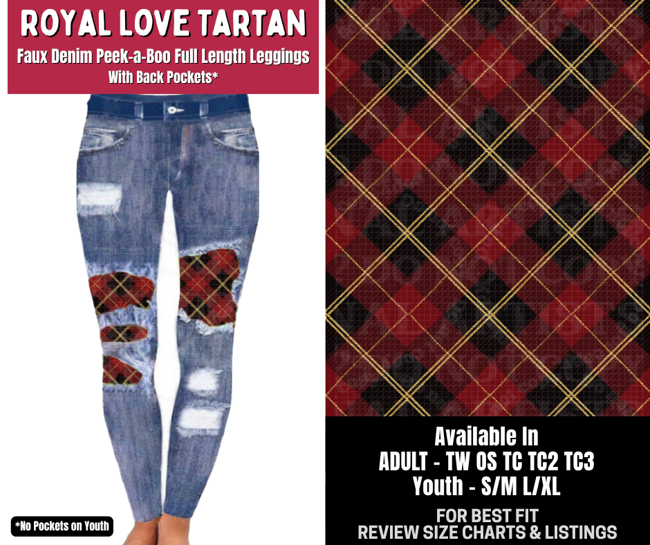 Preorder! Closes 10/14. ETA Jan. Royal Love Tartan Full Length Faux Denim Peekaboo