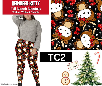 Reindeer Kitty Full Length Leggings w/ Pockets