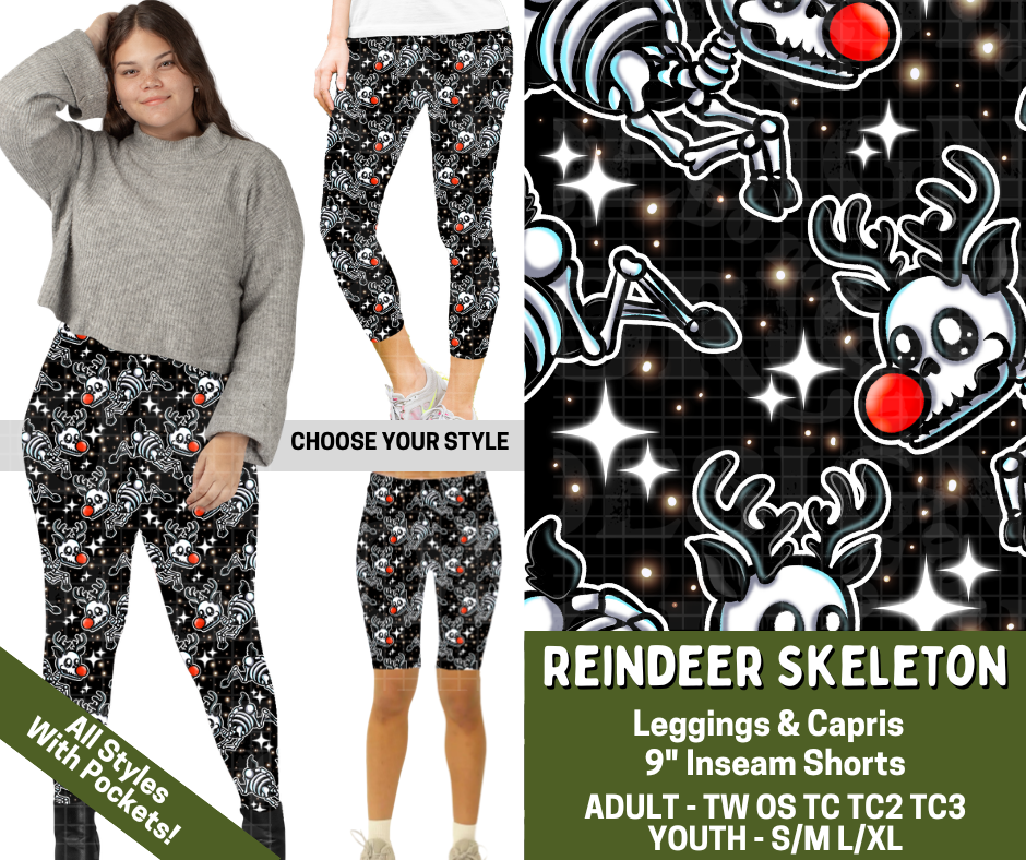 Preorder! Closes 7/15. ETA Nov. Reindeer Skeleton Combo Legging Lengths