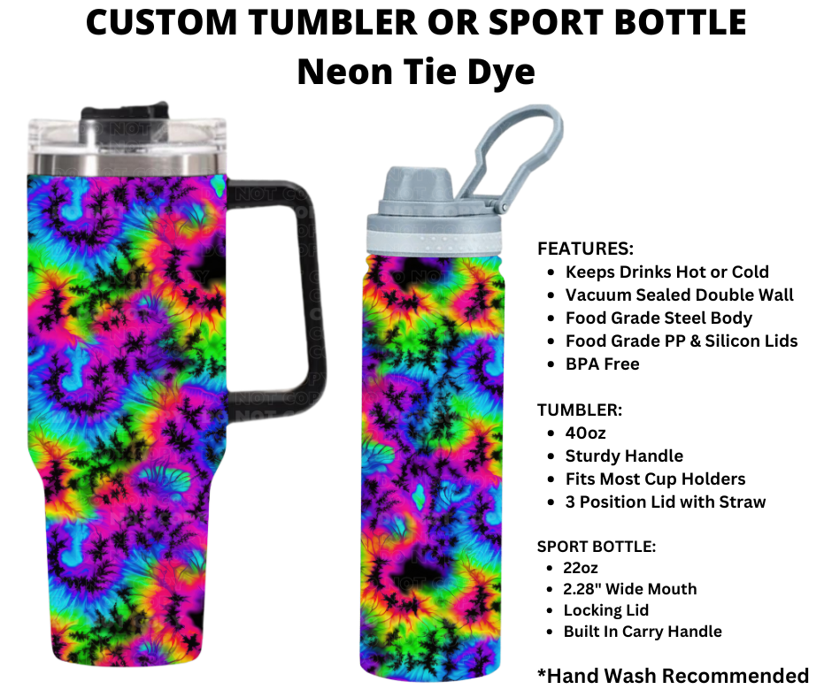 Neon Tie Dye Custom Tumbler