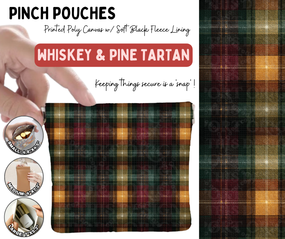 Preorder! Closes 8/19. ETA Nov. Whiskey & Pine Tartan Pinch Pouches in 3 Sizes