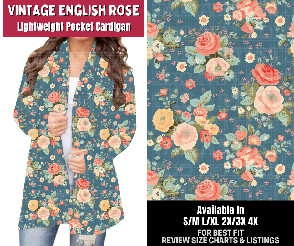 Preorder! Closes 10/14. ETA Jan. Vintage English Rose Pocket Cardigan