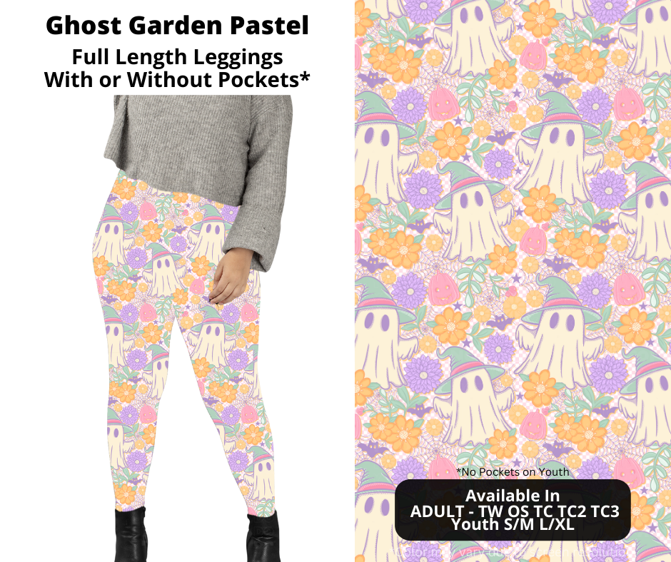 Preorder! Closes 1/22. ETA April. Ghost Garden Pastel Full Length Leggings w/wo Pockets