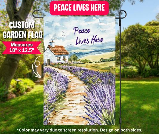 Preorder! Closes 12/25. ETA March. Peace Lives Here Garden Flag