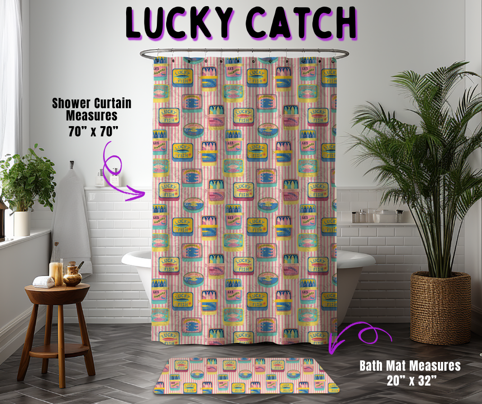 Preorder! Closes 10/21. ETA Jan. Lucky Catch Custom Shower Curtain and/or Bath Mat