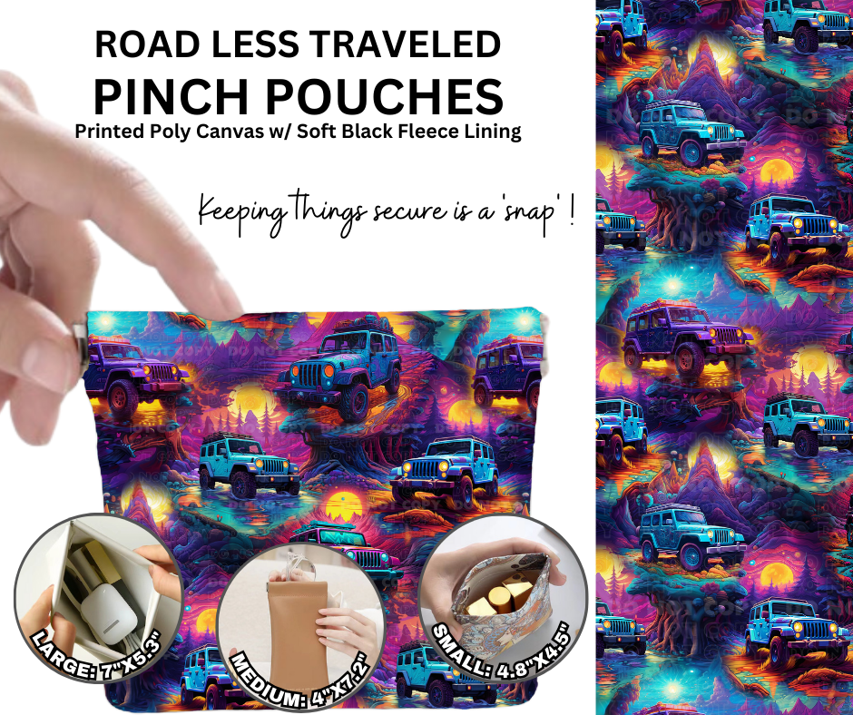 Preorder! Closes 12/5. ETA Feb. Road Less Traveled Pinch Pouches in 3 Sizes