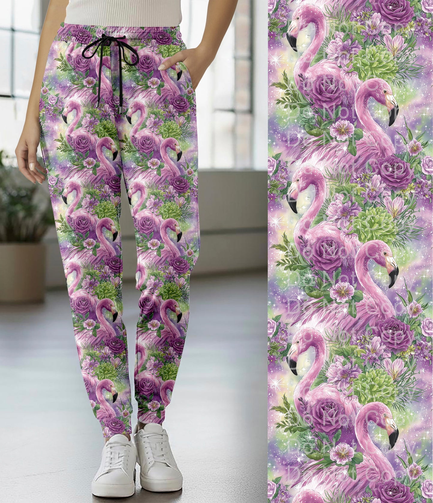 RTS - Rose Flamingo Jogger Pants with Pockets