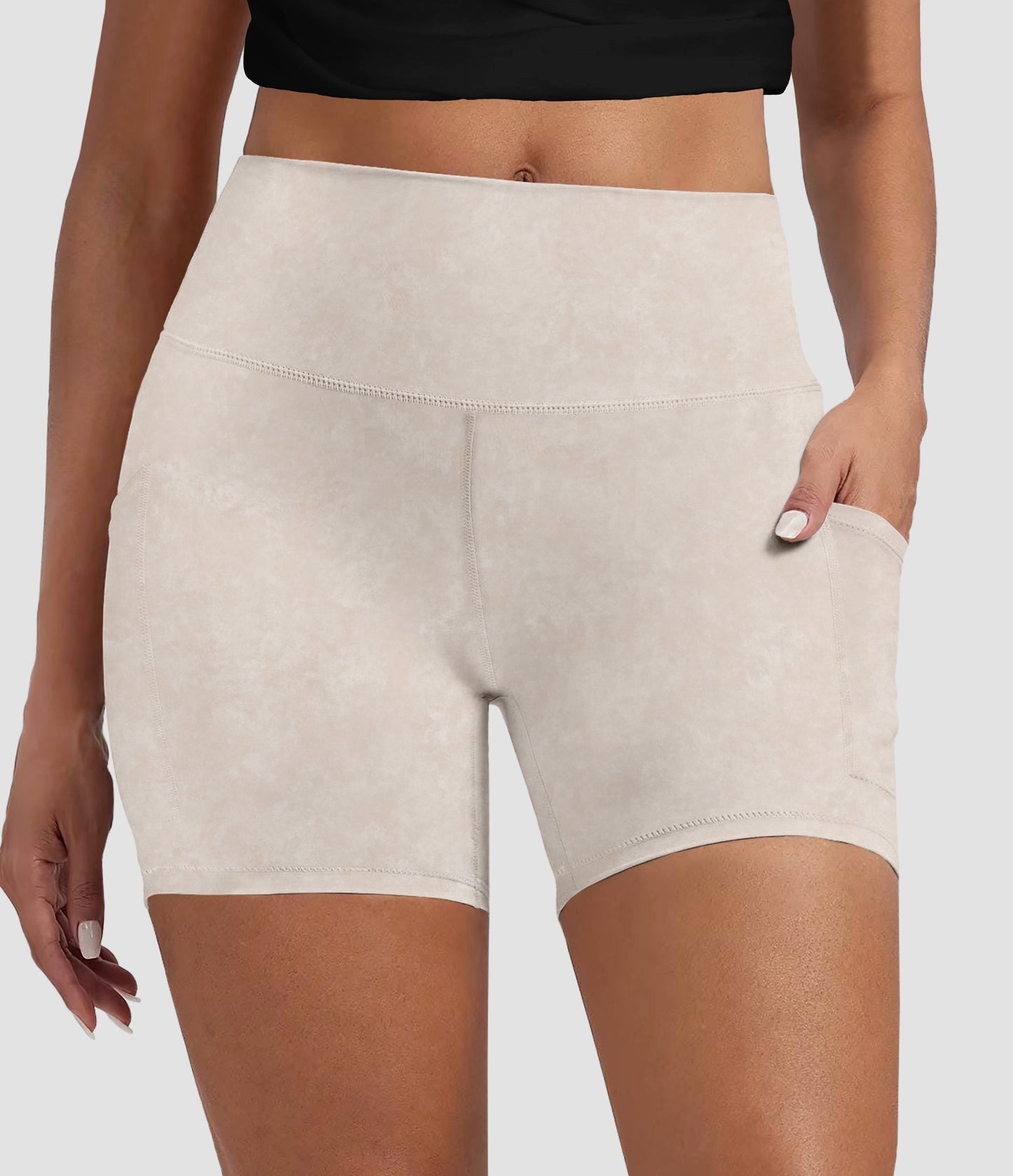RTS - Sandy Beige Biker Shorts with Pockets