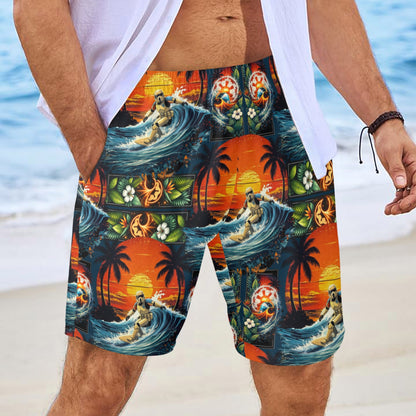Surfer Trooper Mens Beach Shorts with Drawstring Waist