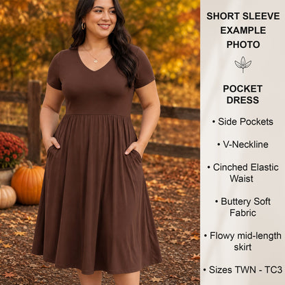 B302 - Preorder Watercolor Leaves Pocket Dress (Closes 7/24. ETA: early Oct)