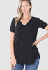 RTS - Short Sleeve V-Neck Top - Black