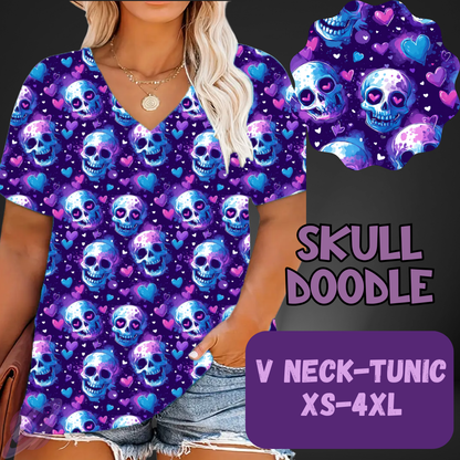 SKULL DOODLE -PATTERN PANEL OUTFIT RUN-SOFT CLOSE 7/10 HARD CLOSE 7/12