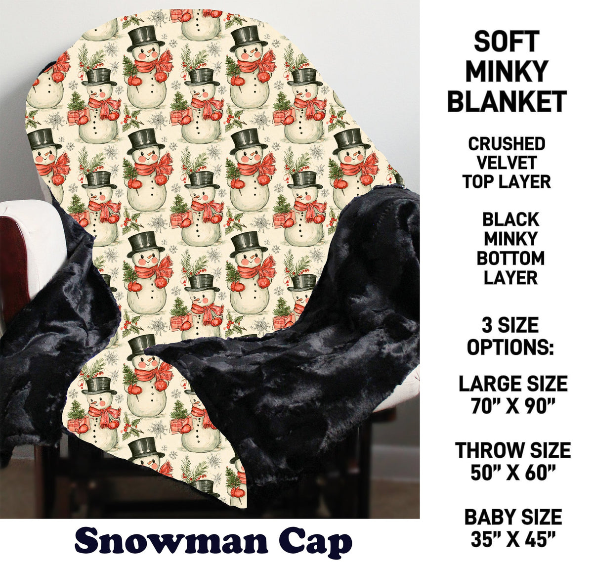 MN8K - Snowman Cap Minky Blanket - Preorder Due 10/18 ETA: Early Dec