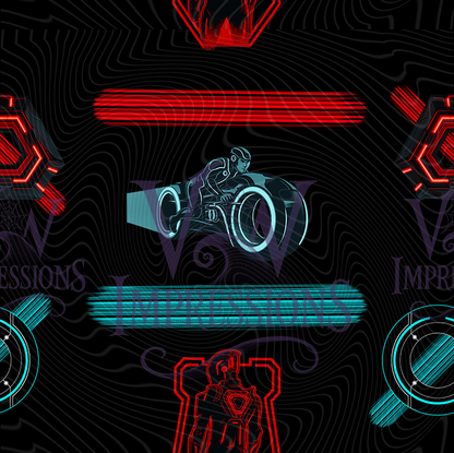 Red Vs Blue Light Cycle Inspired Tron Digital Files Front, Back and Seamless Design