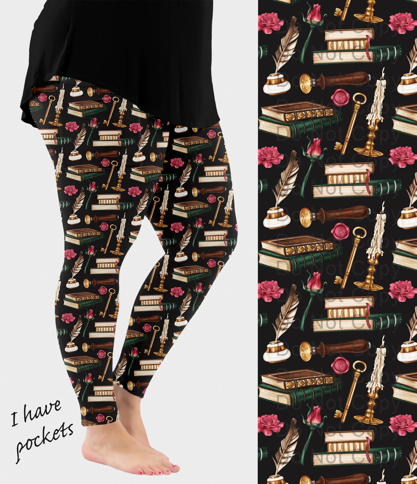 RTS - Vintage Books Leggings with Pockets