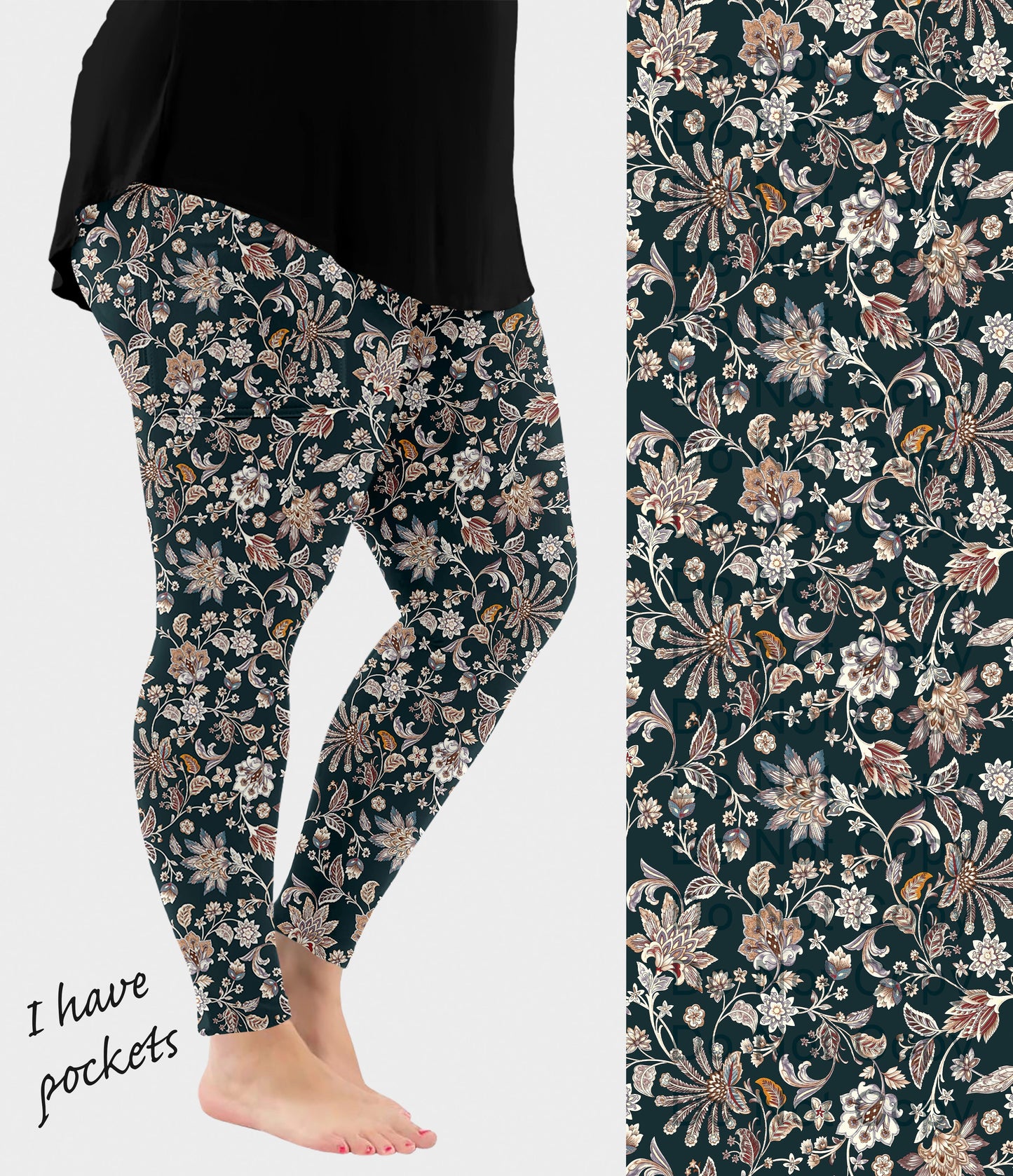 RTS - Vintage Paisley Leggings with Pockets
