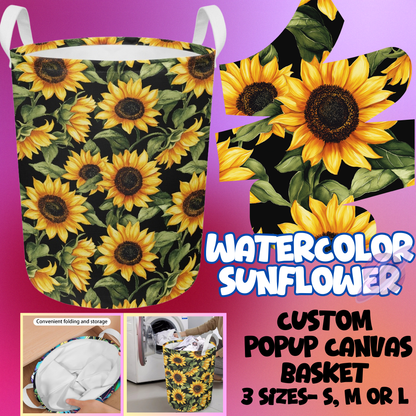 WATERCOLOR SUNFLOWER- STORAGE BASKETS 6- PREORDER CLOSING 5/4