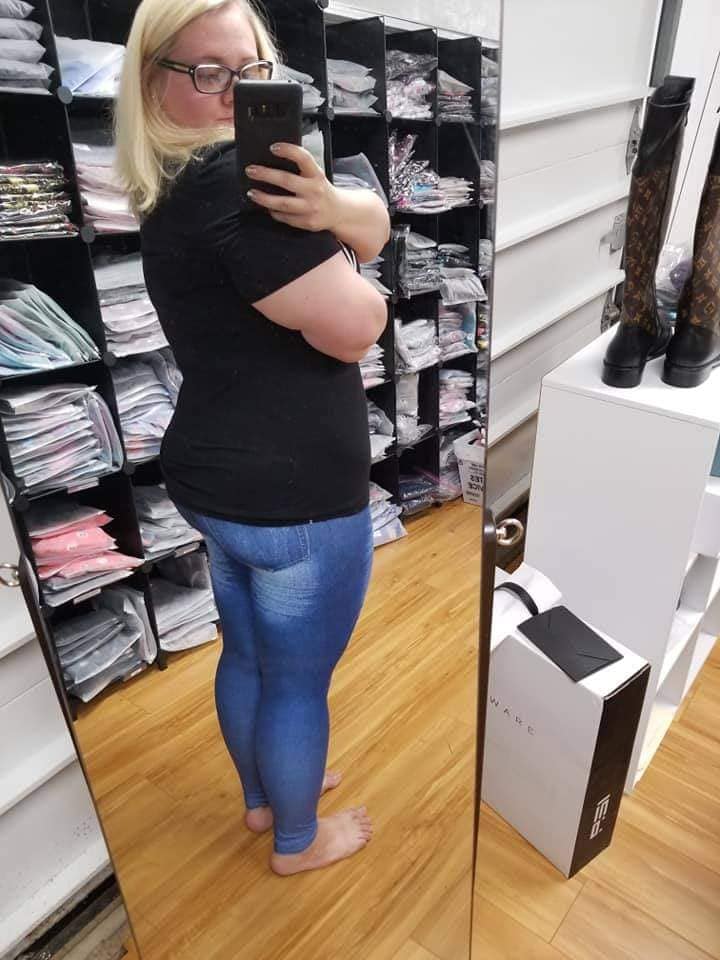 INK SPILL - DENIM RUN W/ BACK POCKETS - LEGGINGS/CAPRI