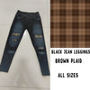 LEGGING JEAN RUN-BROWN PLAID (ACTIVE BACK POCKETS)